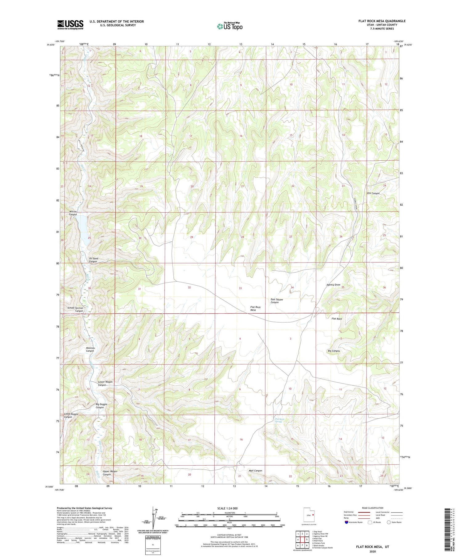 Flat Rock Mesa Utah US Topo Map Image