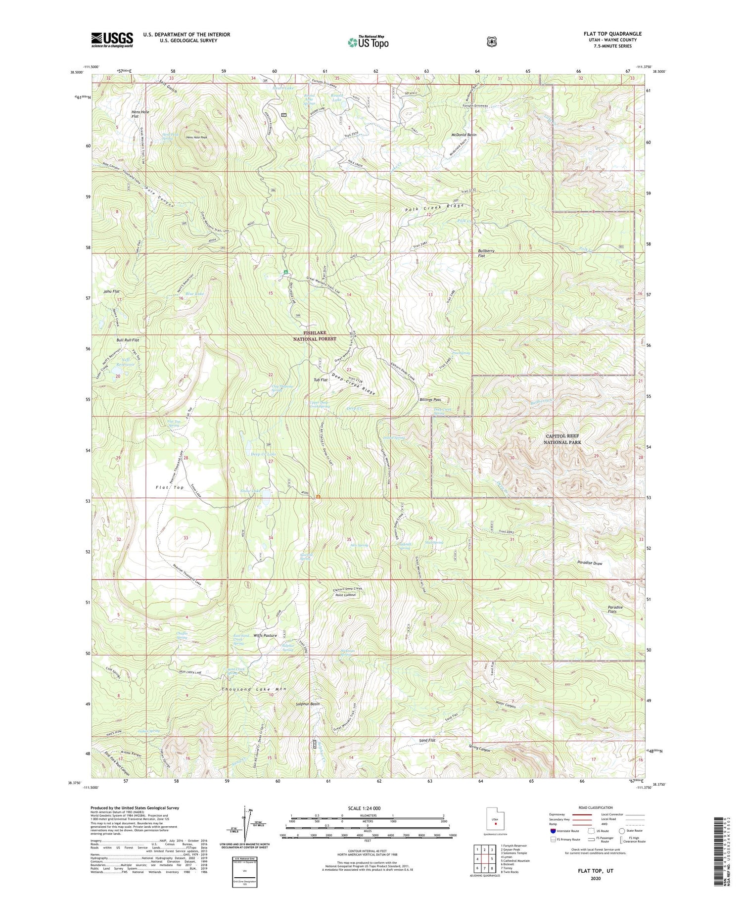 Flat Top Utah US Topo Map Image