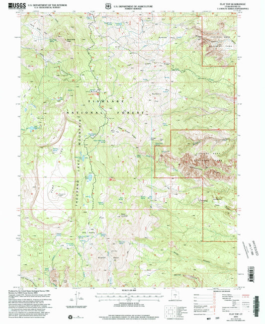 Classic USGS Flat Top Utah 7.5'x7.5' Topo Map Image