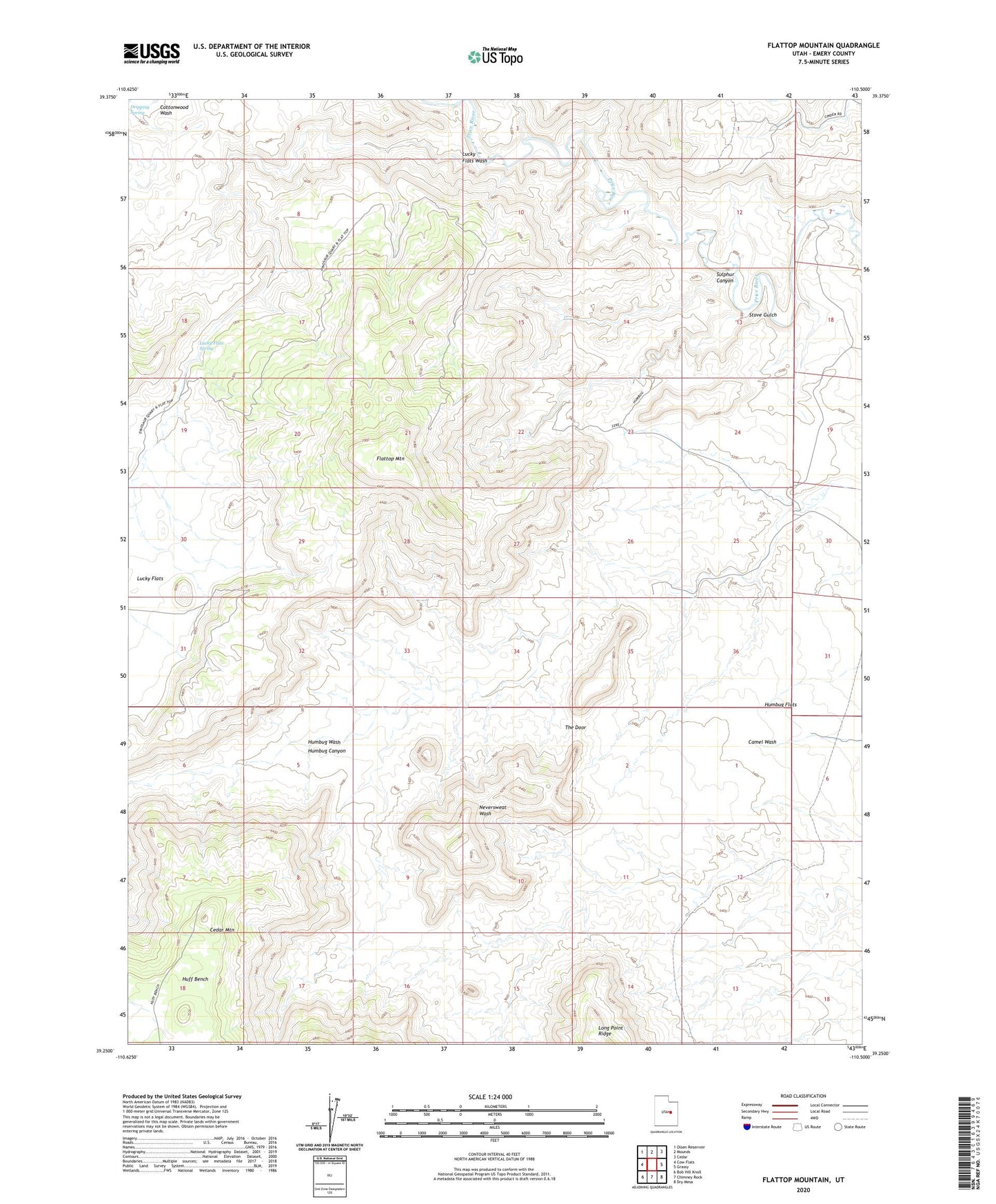 Flattop Mountain Utah US Topo Map Image