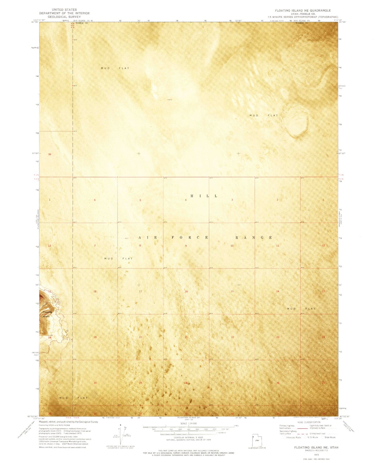 Classic USGS Floating Island NE Utah 7.5'x7.5' Topo Map Image