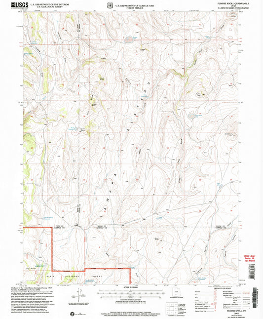 Classic USGS Flossie Knoll Utah 7.5'x7.5' Topo Map Image