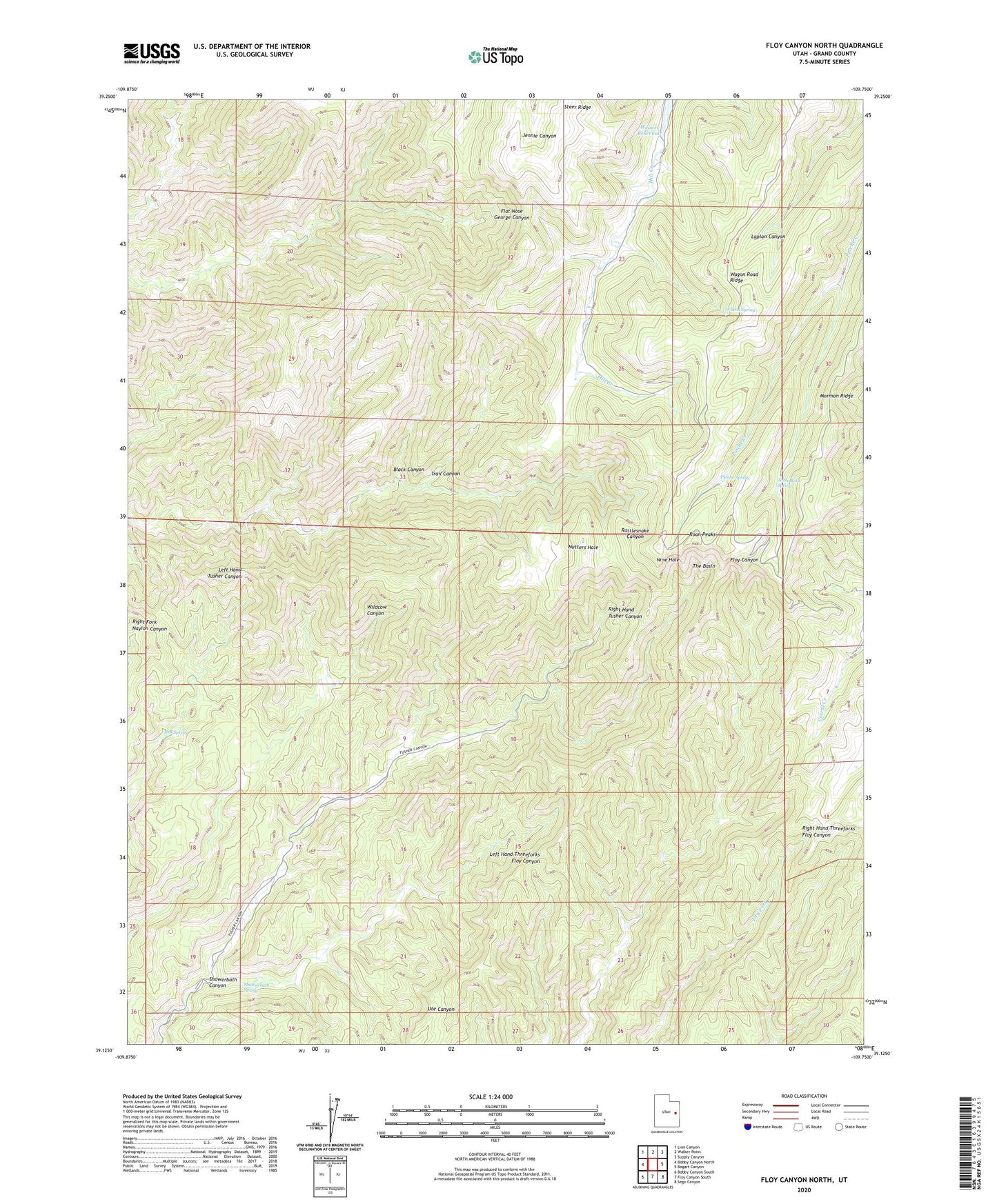 Floy Canyon North Utah US Topo Map Image