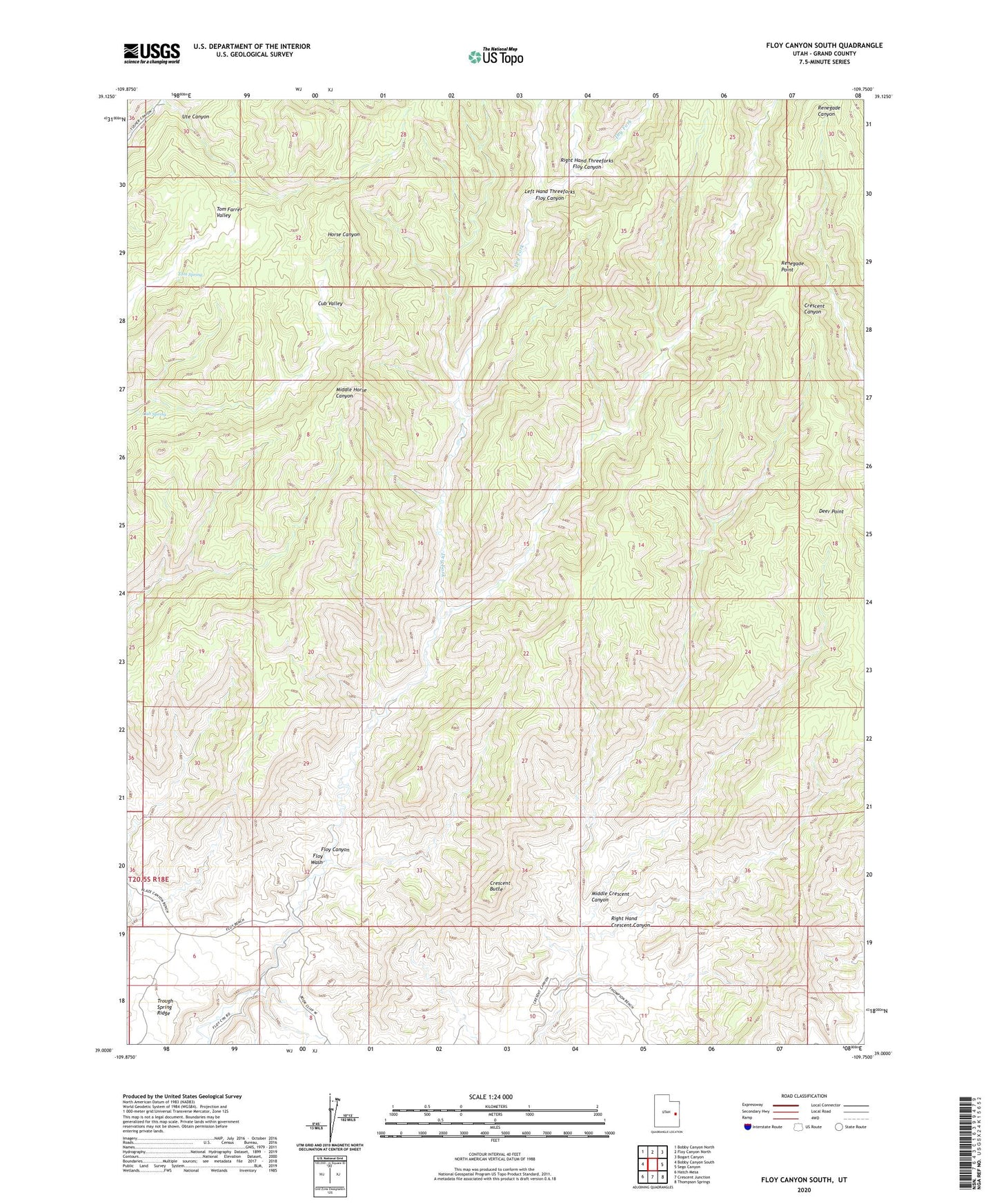 Floy Canyon South Utah US Topo Map Image