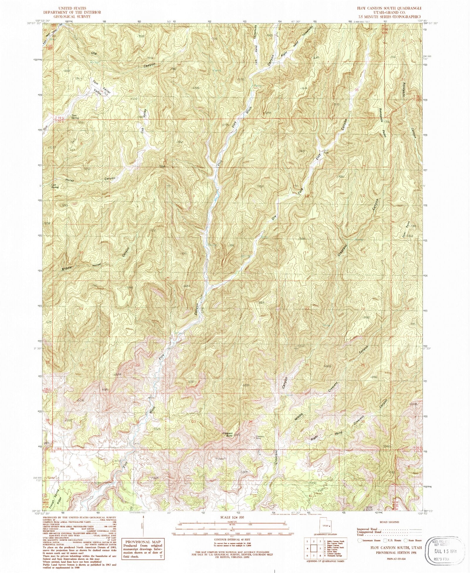 Classic USGS Floy Canyon South Utah 7.5'x7.5' Topo Map – MyTopo Map Store