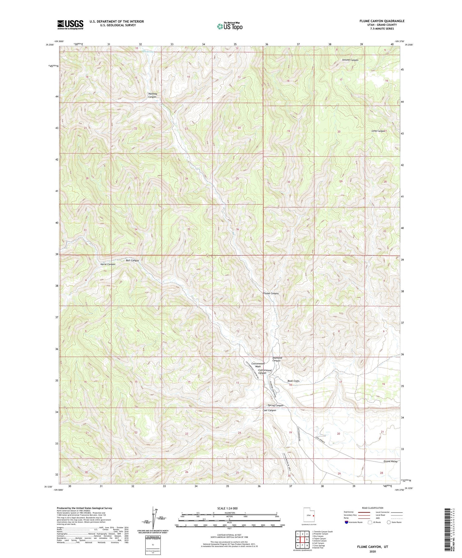 Flume Canyon Utah US Topo Map Image