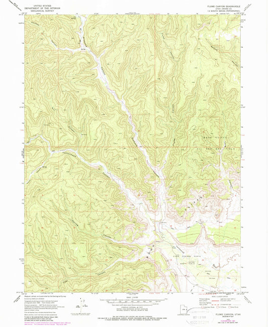 Classic USGS Flume Canyon Utah 7.5'x7.5' Topo Map Image
