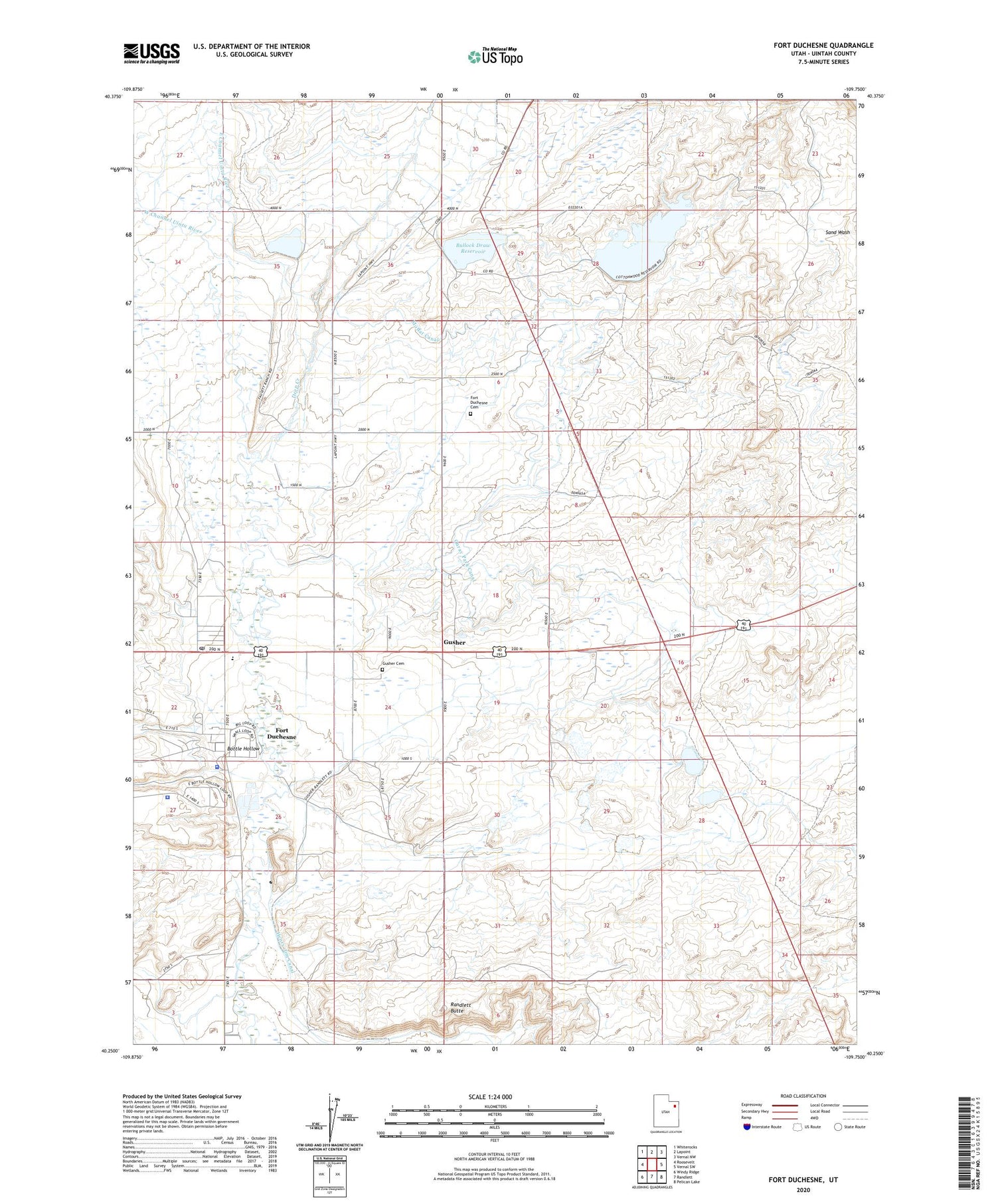 Fort Duchesne Utah US Topo Map Image