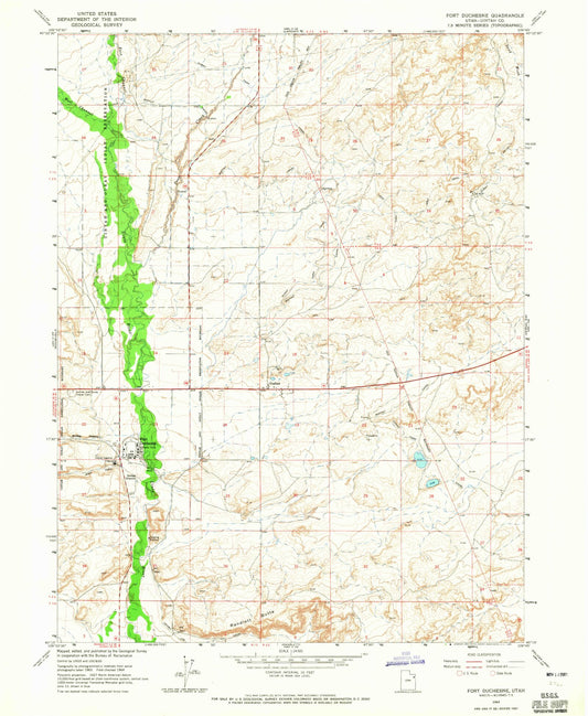 Classic USGS Fort Duchesne Utah 7.5'x7.5' Topo Map Image