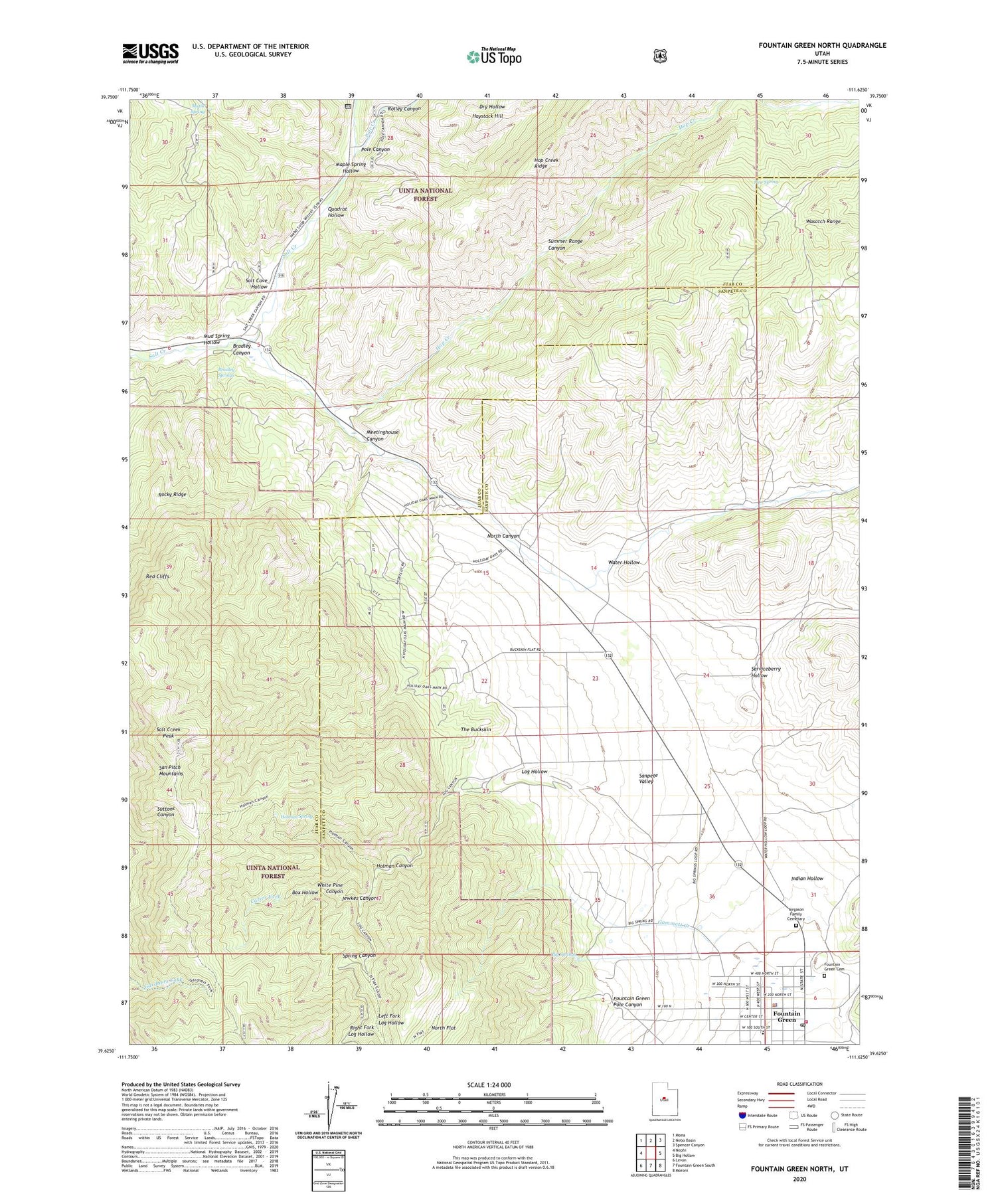 Fountain Green North Utah US Topo Map Image