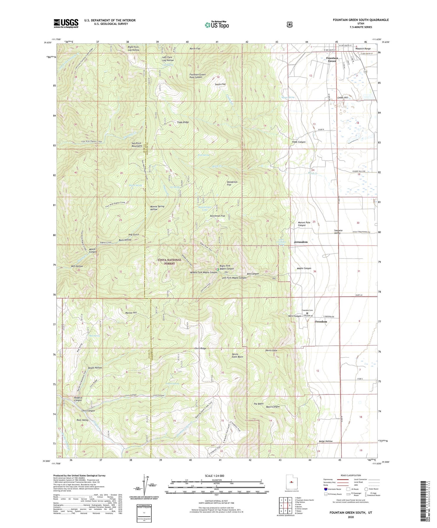 Fountain Green South Utah US Topo Map Image