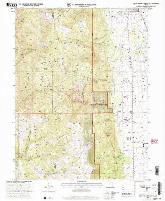 Classic USGS Fountain Green South Utah 7.5'x7.5' Topo Map Image