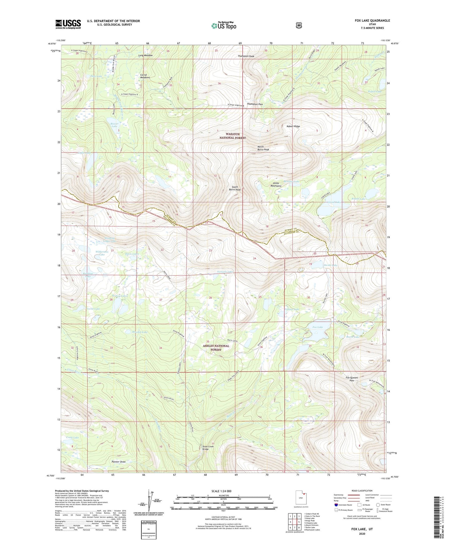 Fox Lake Utah US Topo Map Image