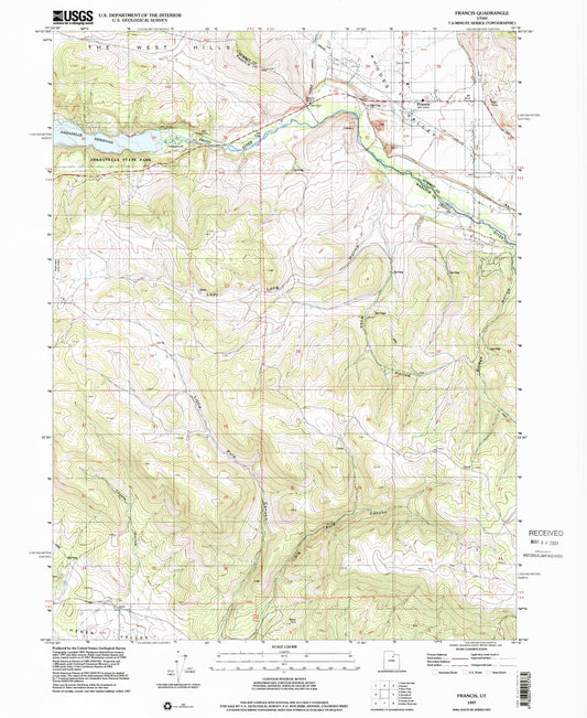 Classic USGS Francis Utah 7.5'x7.5' Topo Map Image