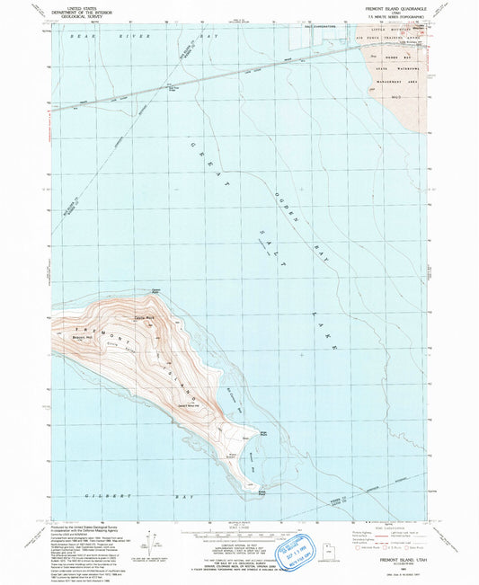 Classic USGS Fremont Island Utah 7.5'x7.5' Topo Map Image