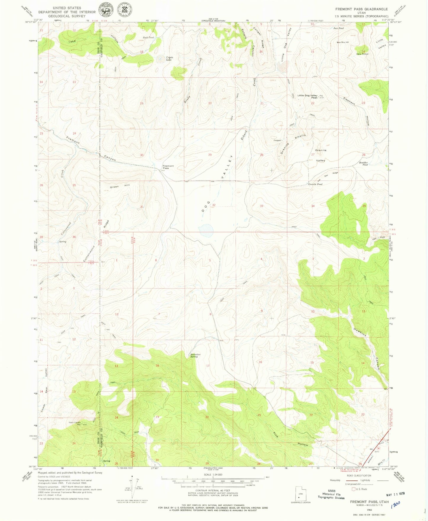 Classic USGS Fremont Pass Utah 7.5'x7.5' Topo Map Image
