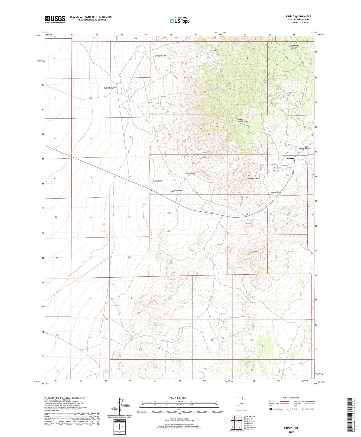 Frisco Utah US Topo Map Image