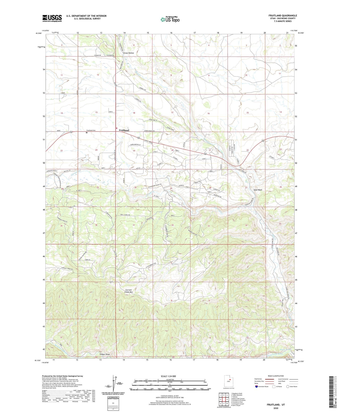 Fruitland Utah US Topo Map Image