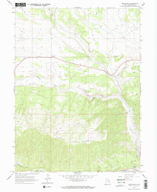 Classic USGS Fruitland Utah 7.5'x7.5' Topo Map Image