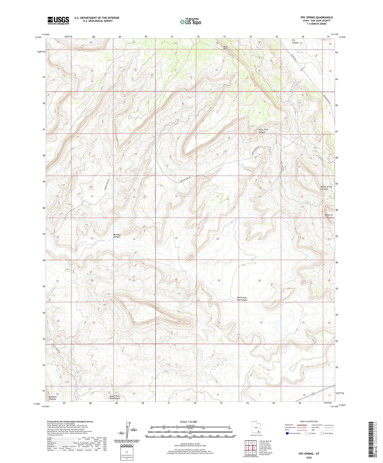 Fry Spring Utah US Topo Map Image