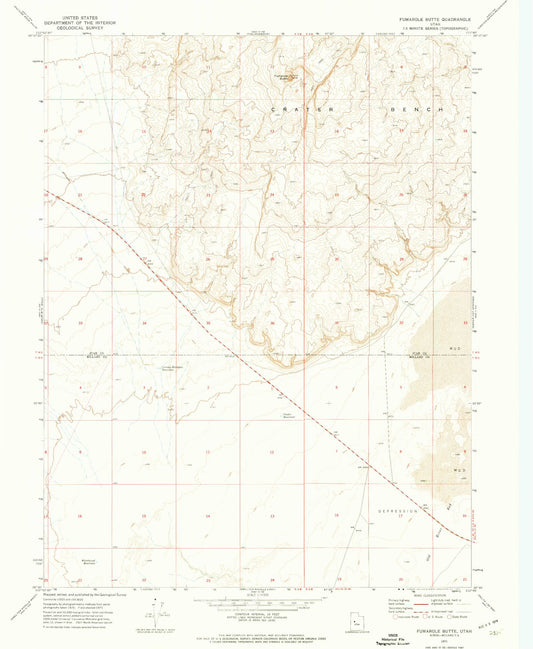 Classic USGS Fumarole Butte Utah 7.5'x7.5' Topo Map Image