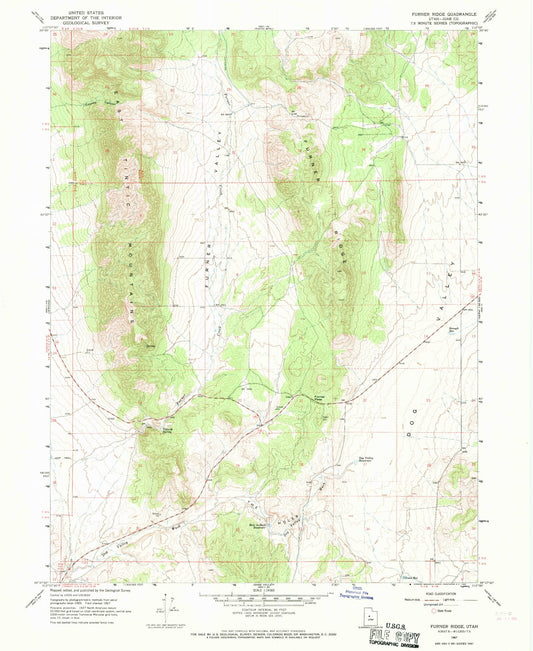 Classic USGS Furner Ridge Utah 7.5'x7.5' Topo Map Image