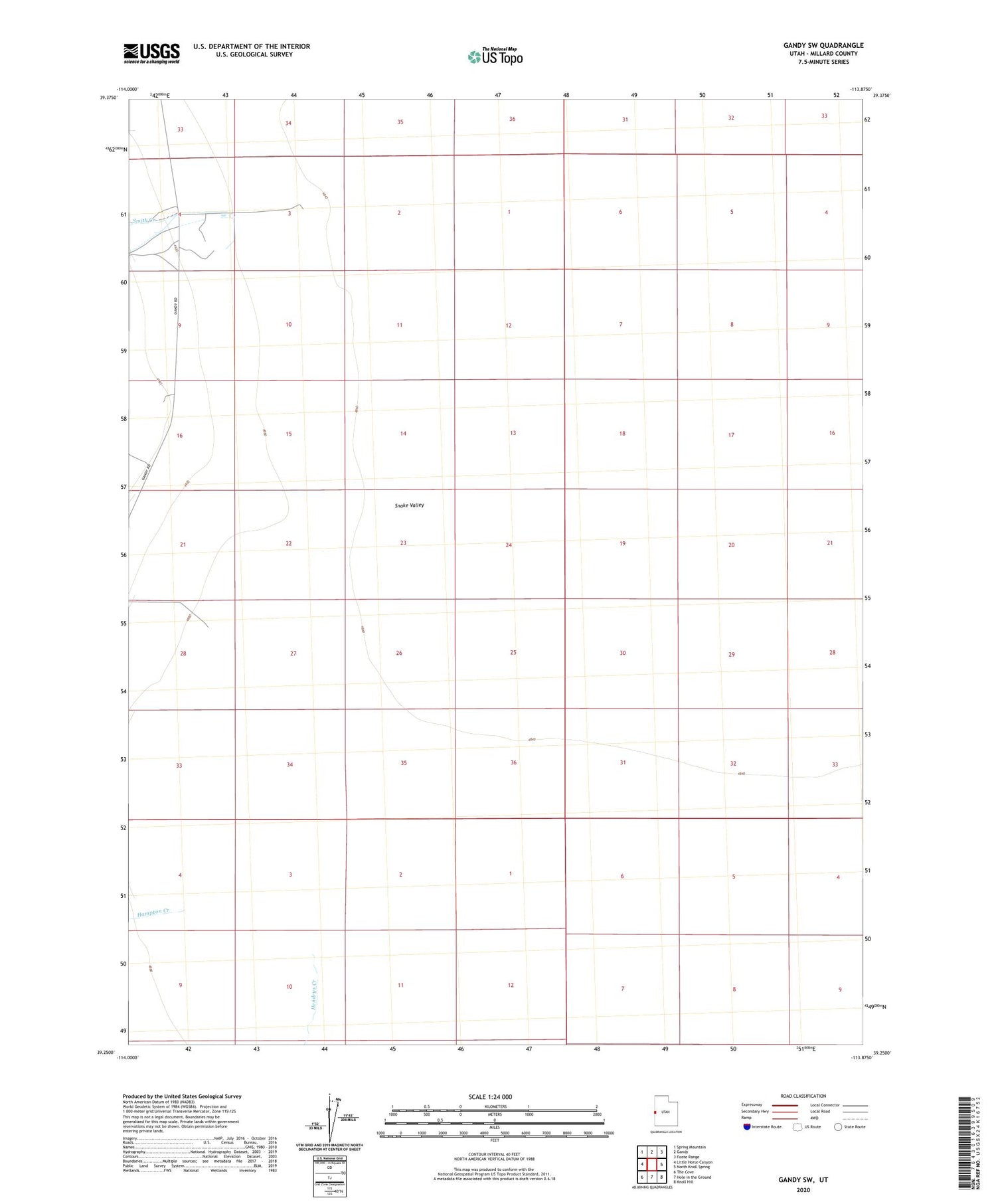 Gandy SW Utah US Topo Map Image