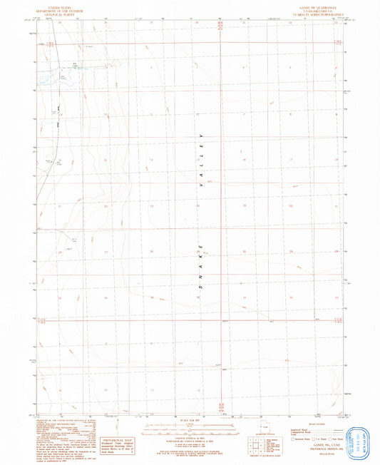 Classic USGS Gandy SW Utah 7.5'x7.5' Topo Map Image