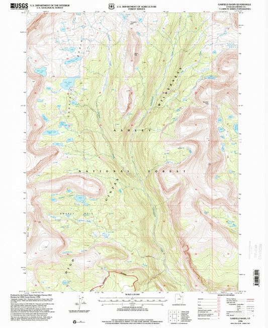 Classic USGS Garfield Basin Utah 7.5'x7.5' Topo Map Image