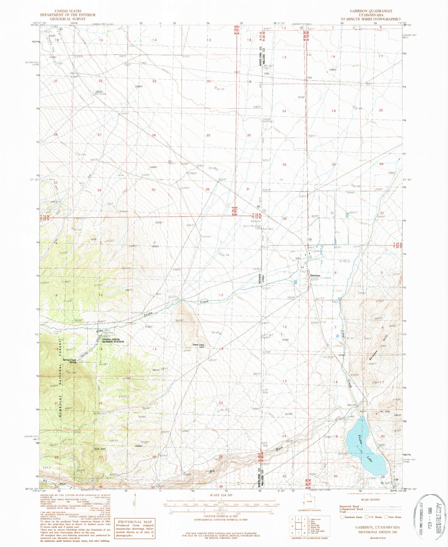 Classic USGS Garrison Utah 7.5'x7.5' Topo Map Image