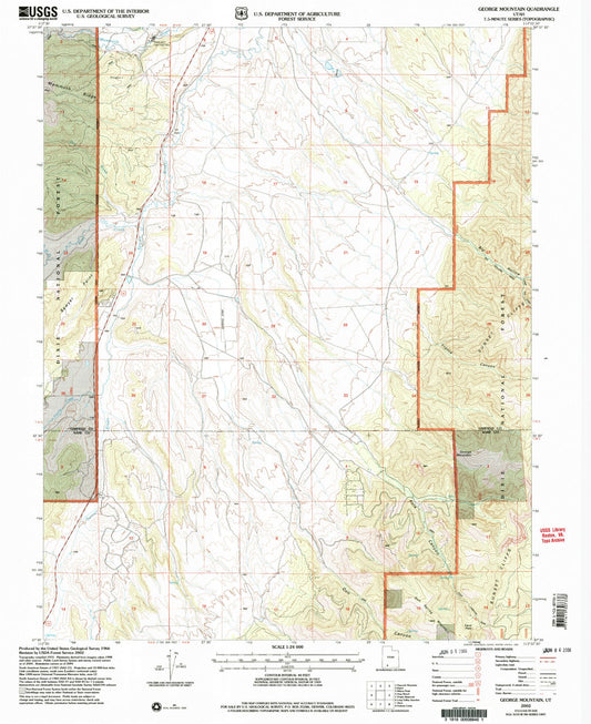 Classic USGS George Mountain Utah 7.5'x7.5' Topo Map Image