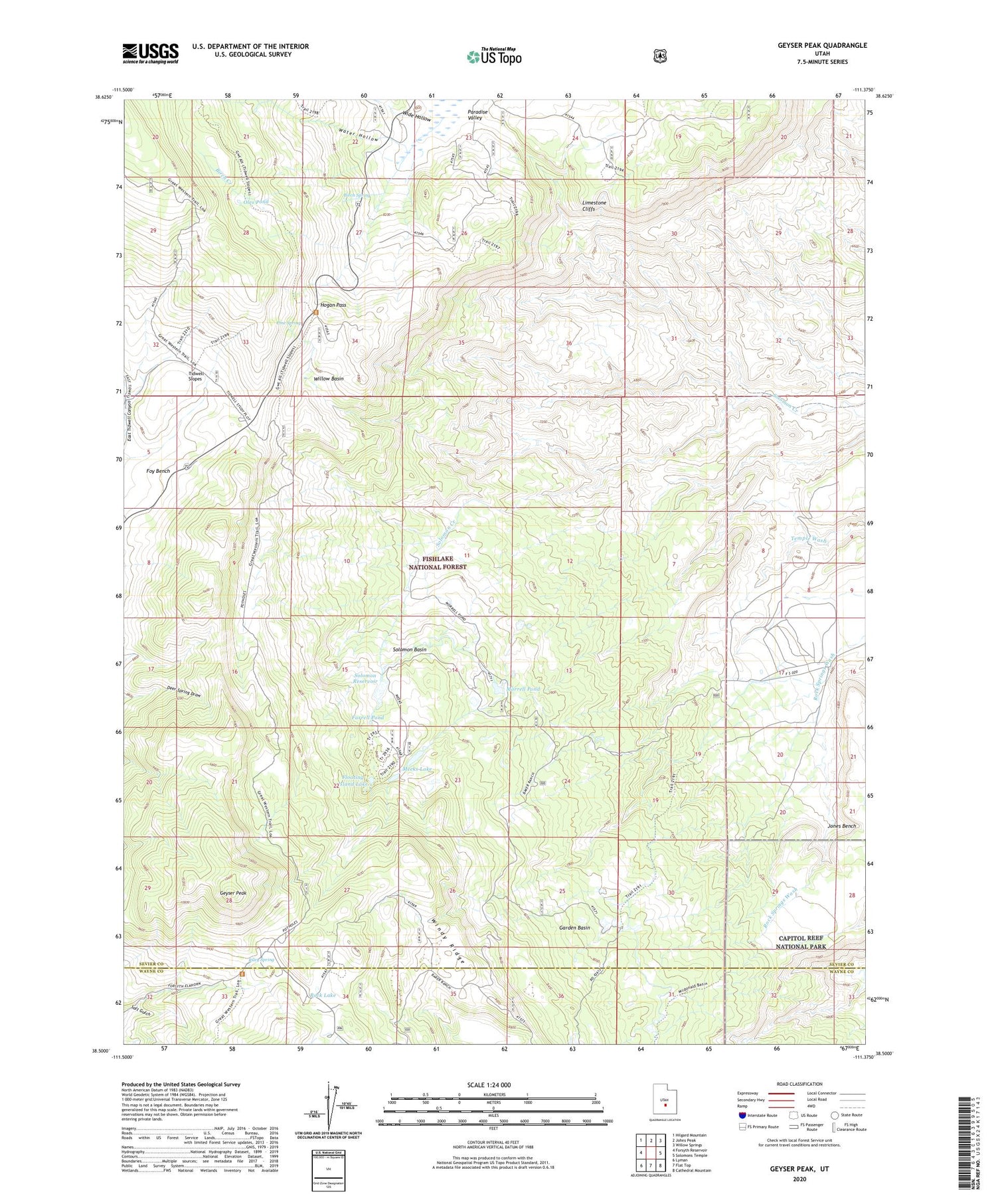 Geyser Peak Utah US Topo Map Image