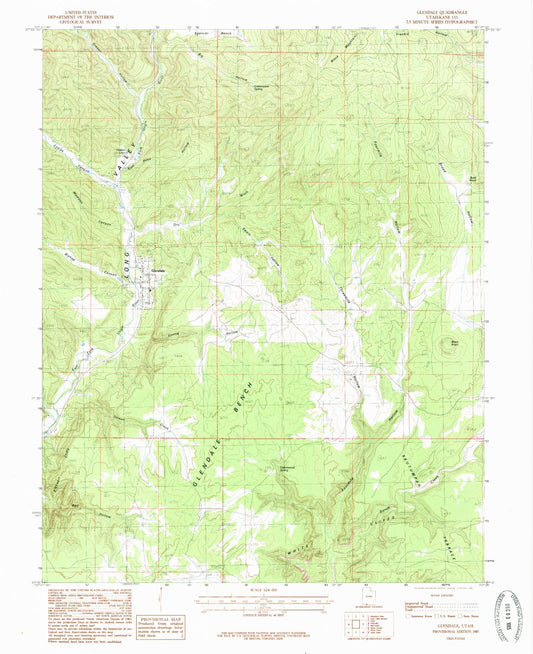 Classic USGS Glendale Utah 7.5'x7.5' Topo Map Image
