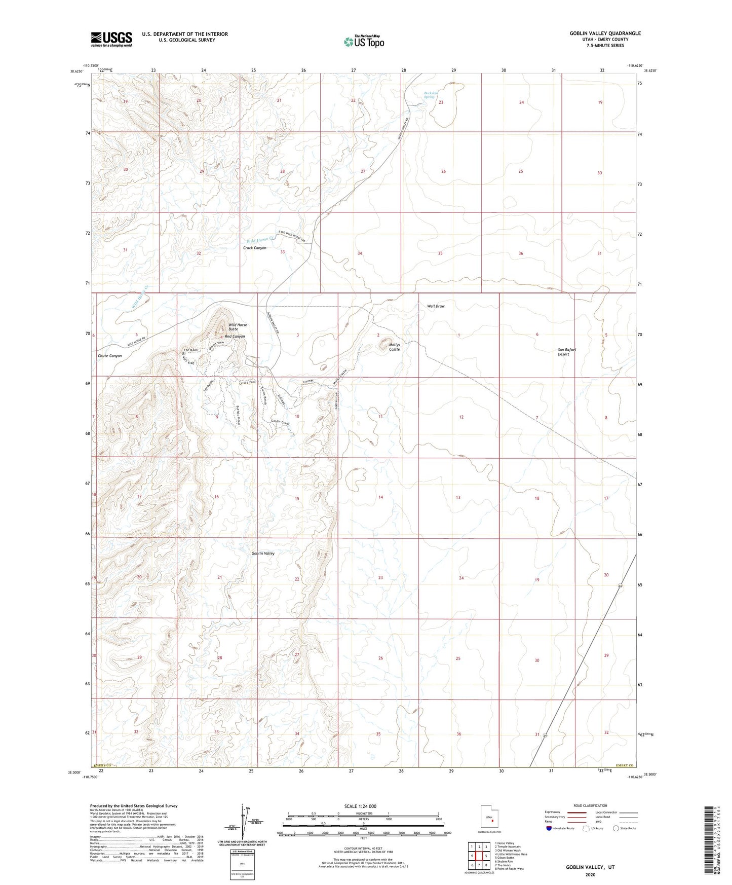 Goblin Valley Utah US Topo Map Image