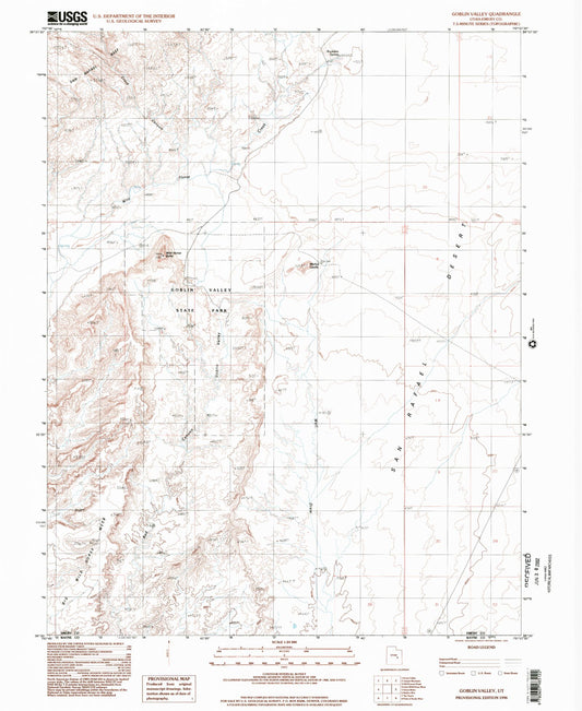 Classic USGS Goblin Valley Utah 7.5'x7.5' Topo Map Image