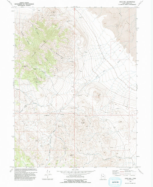 Classic USGS Gold Hill Utah 7.5'x7.5' Topo Map Image