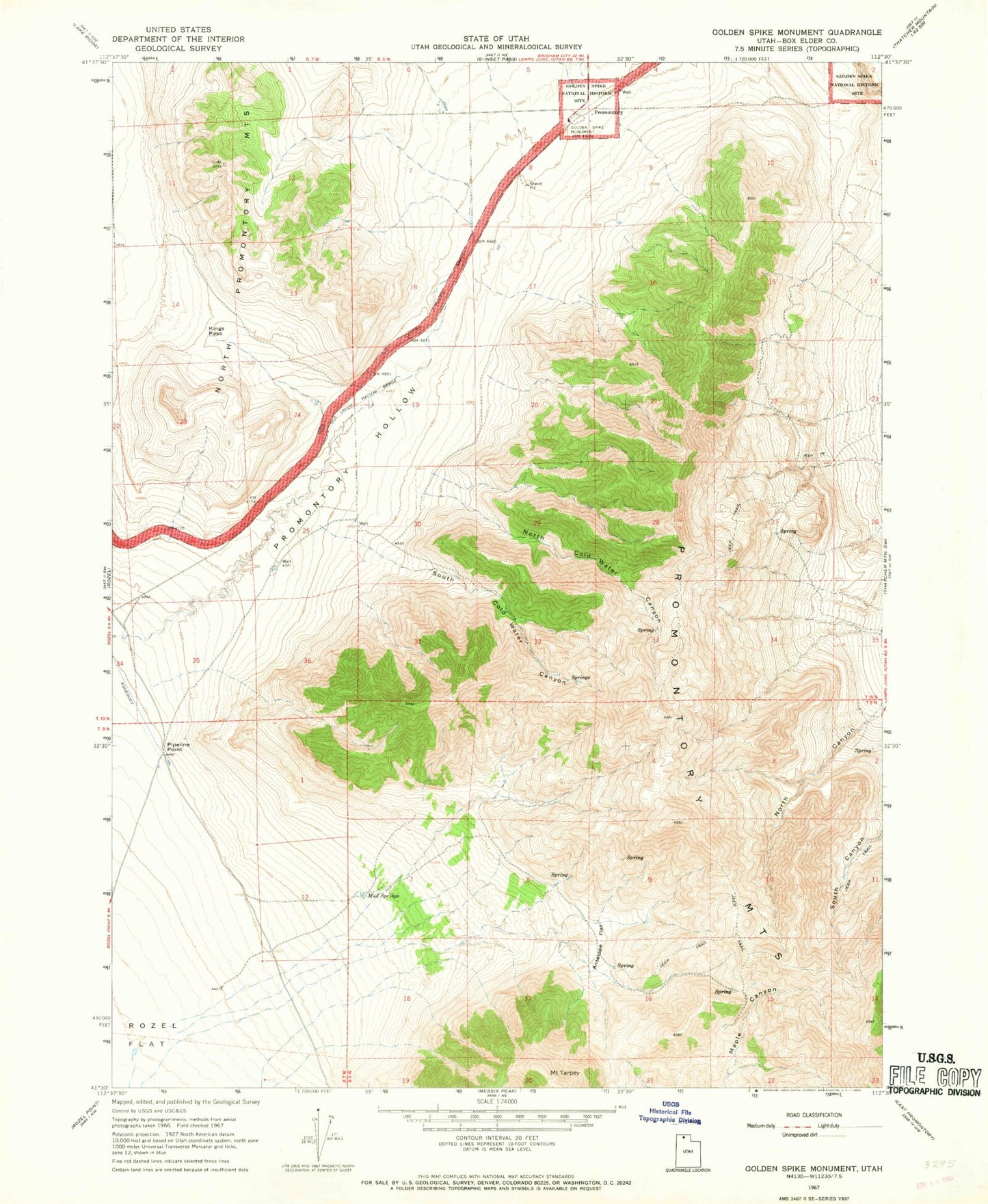Classic USGS Golden Spike Monument Utah 7.5'x7.5' Topo Map Image
