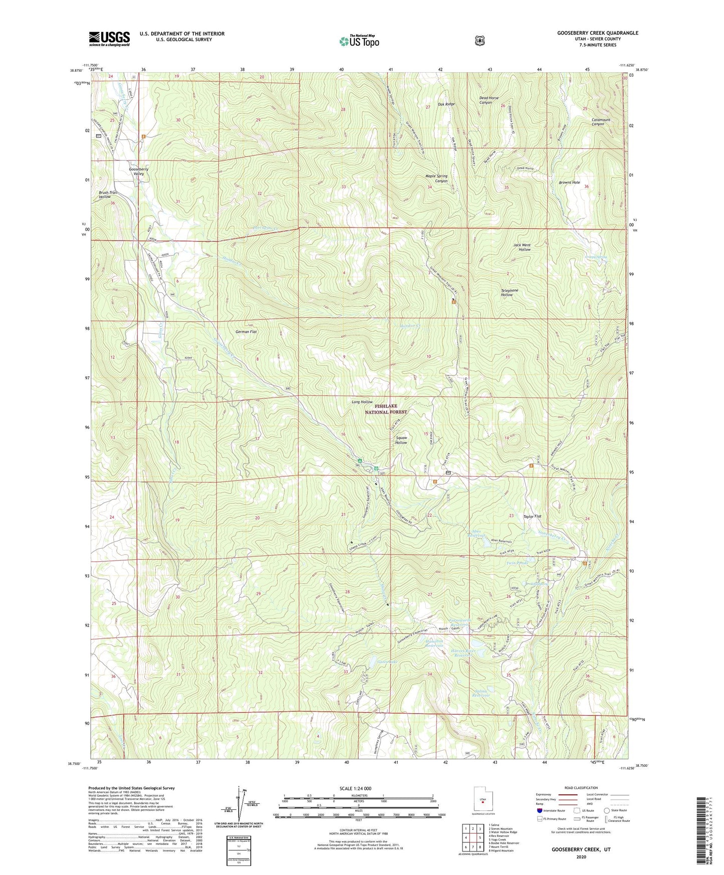 Gooseberry Creek Utah US Topo Map Image