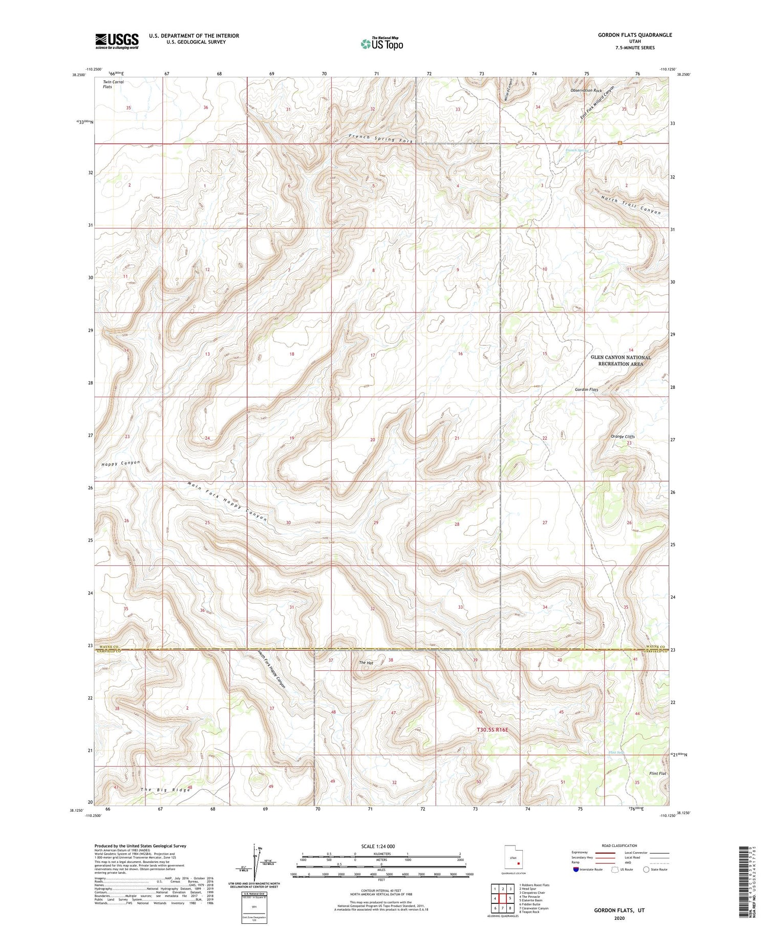 Gordon Flats Utah US Topo Map Image