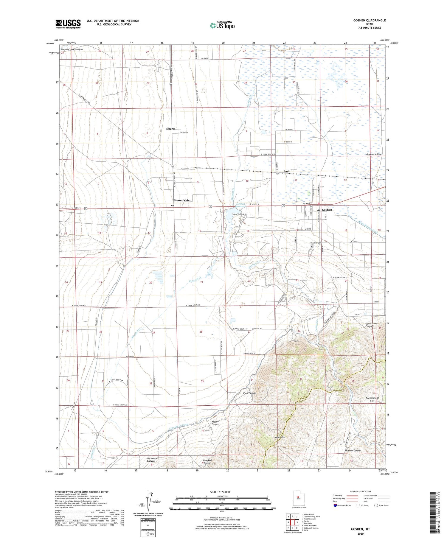 Goshen Utah US Topo Map Image