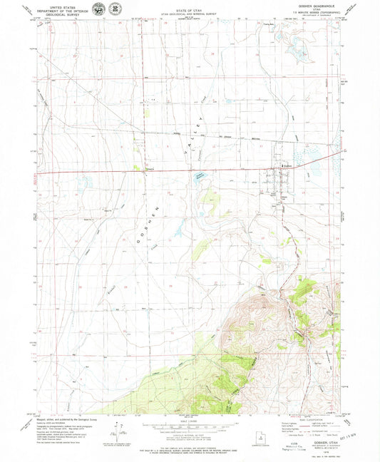 Classic USGS Goshen Utah 7.5'x7.5' Topo Map Image