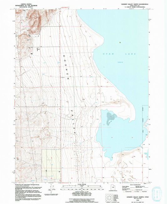 Classic USGS Goshen Valley North Utah 7.5'x7.5' Topo Map Image