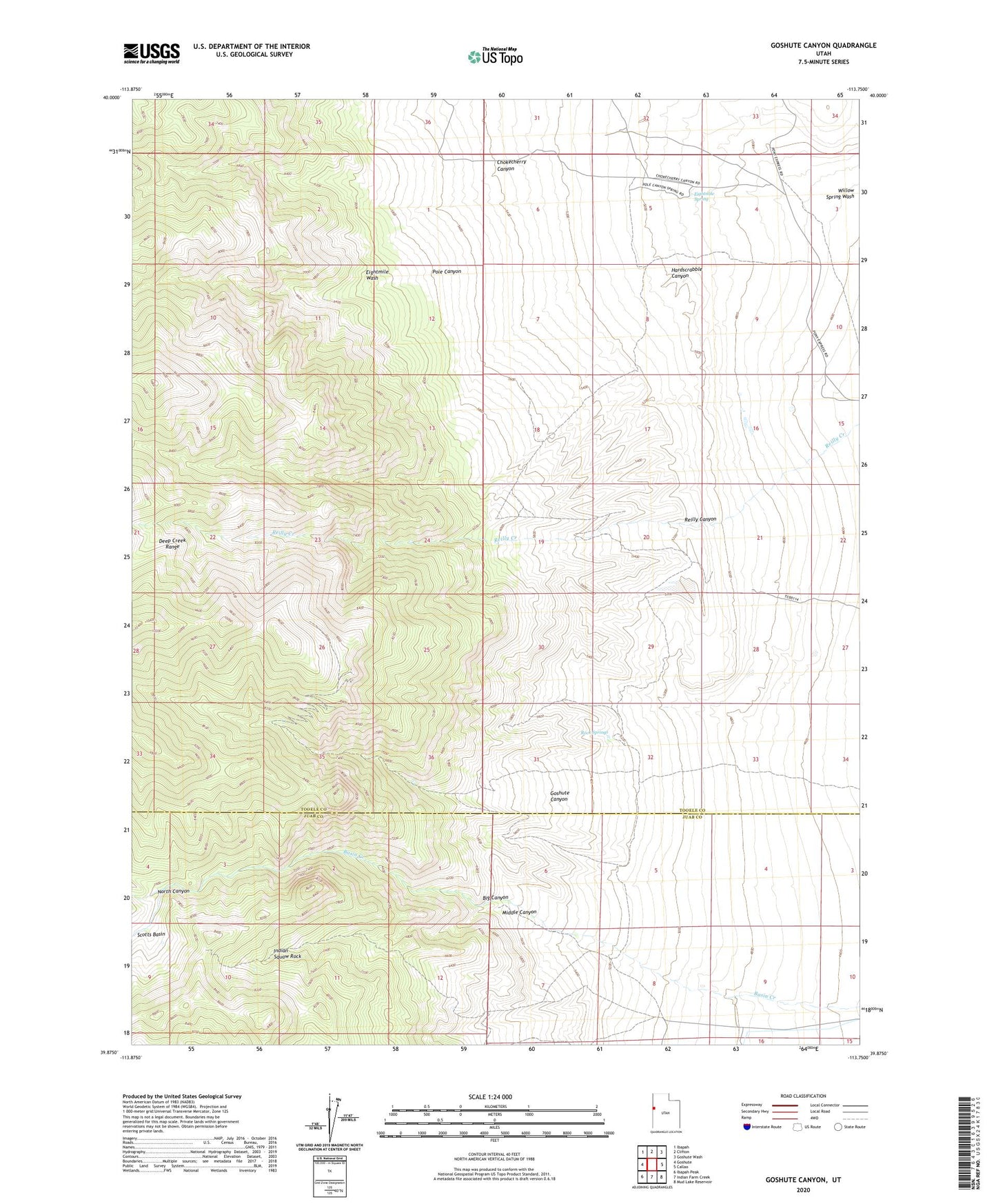 Goshute Canyon Utah US Topo Map Image
