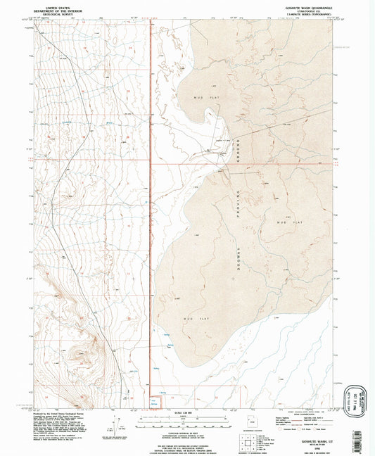 Classic USGS Goshute Wash Utah 7.5'x7.5' Topo Map Image