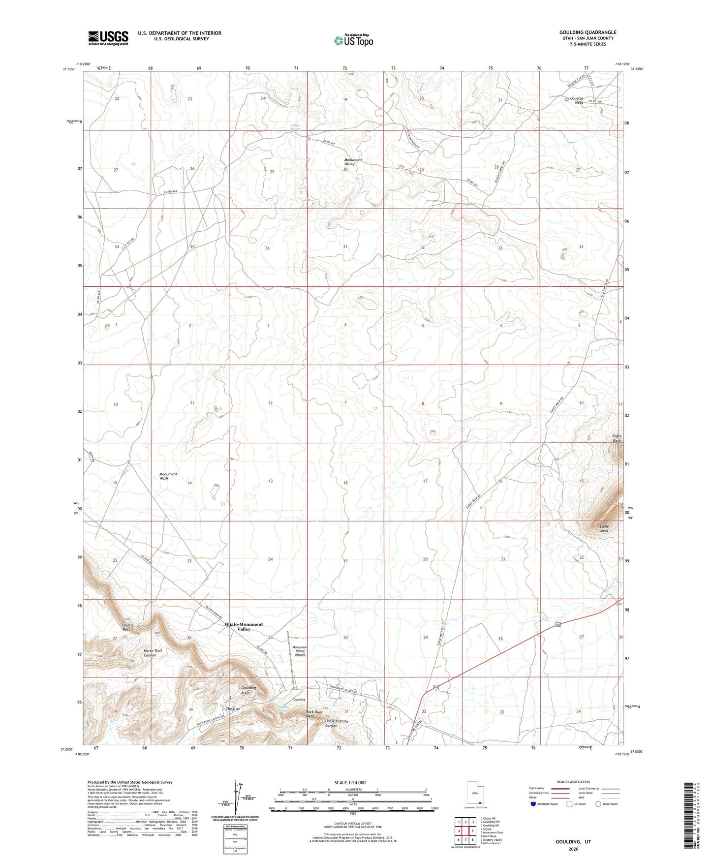 Goulding Utah US Topo Map Image