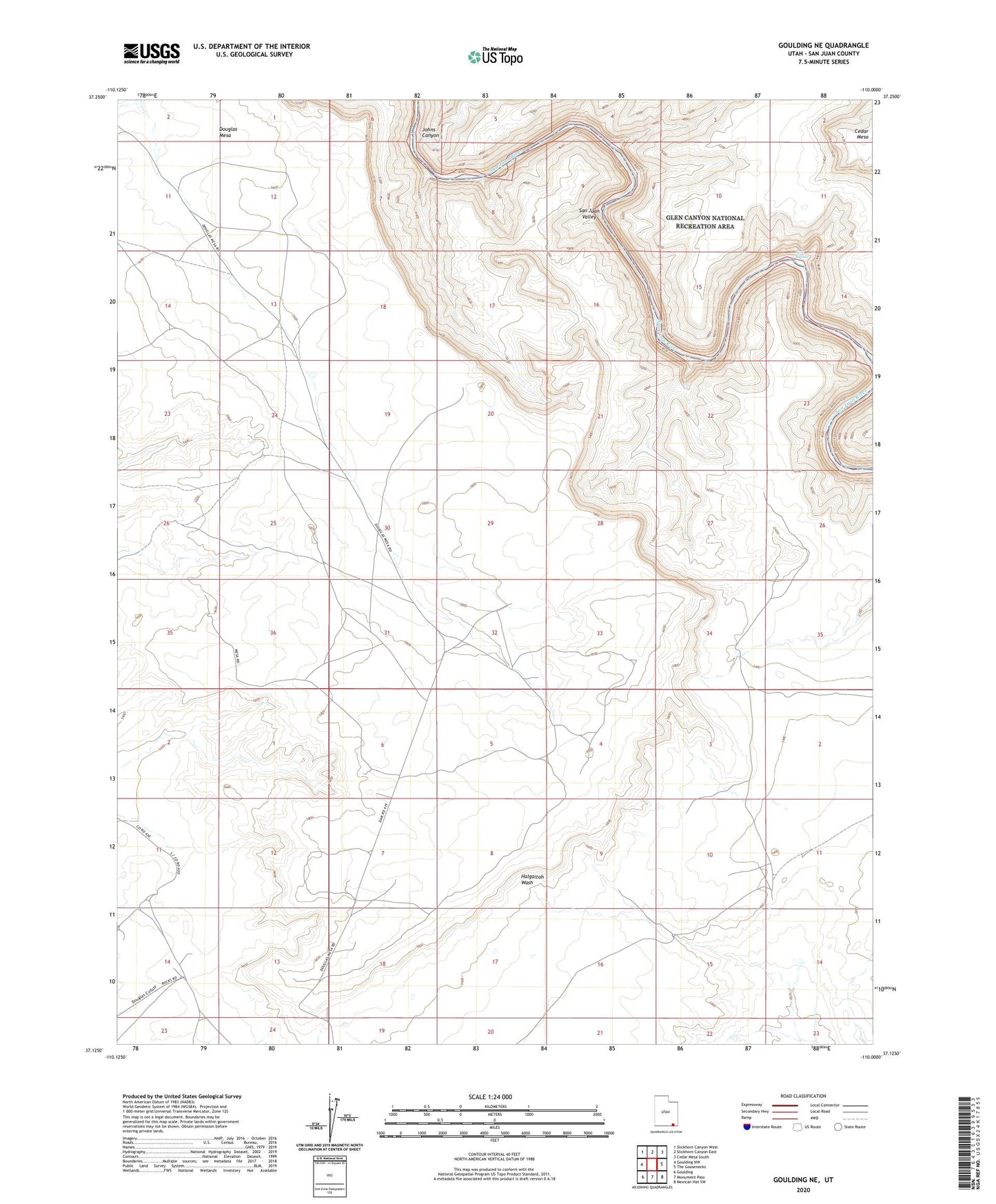 Goulding NE Utah US Topo Map Image