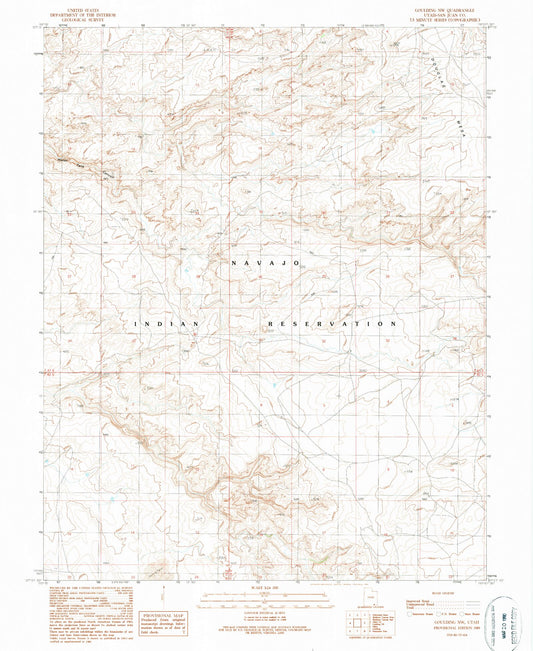Classic USGS Goulding NW Utah 7.5'x7.5' Topo Map Image