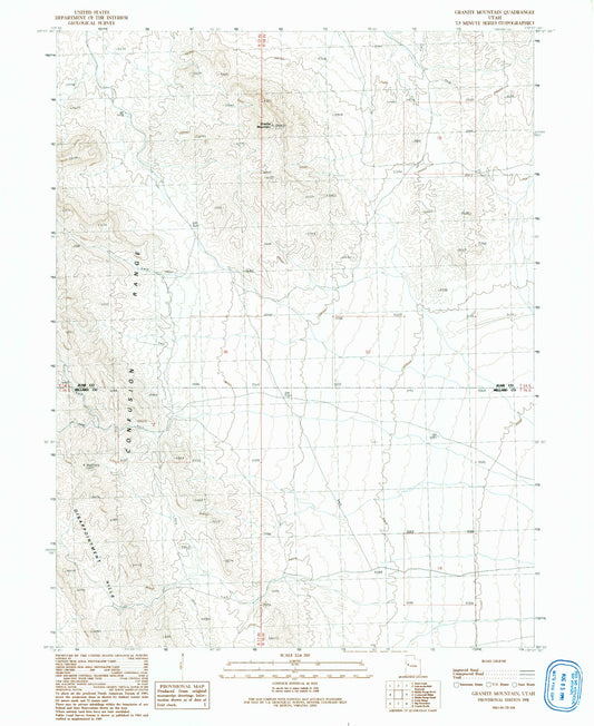 Classic USGS Granite Mountain Utah 7.5'x7.5' Topo Map Image