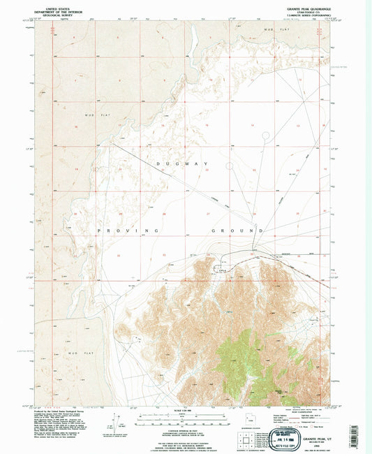 Classic USGS Granite Peak Utah 7.5'x7.5' Topo Map Image