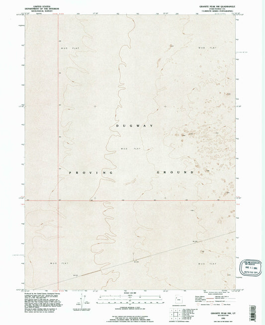 Classic USGS Granite Peak NW Utah 7.5'x7.5' Topo Map Image